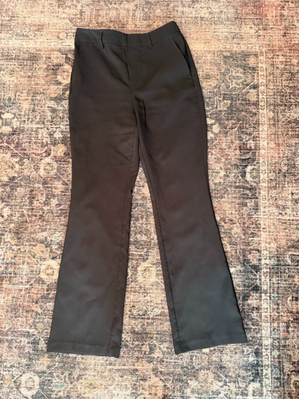 Express Blogger Trouser Flare Pants Black Elastic Back Waist Stretch Size 8